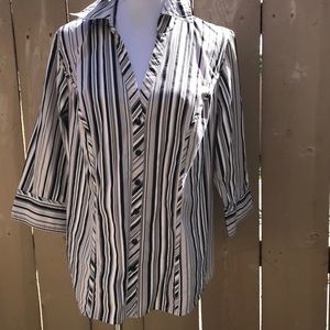 Lane Bryant Black & White Stripe Blouse Sz 14/16